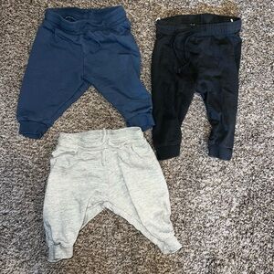 H&M joggers, 3-6 months, set of 3, blue, gray and charcoal